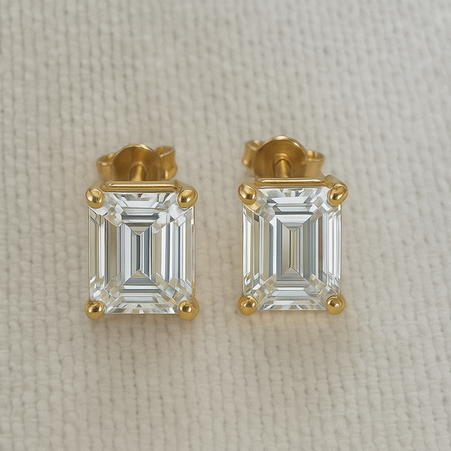 Emerald Cut Diamond Stud Earrings