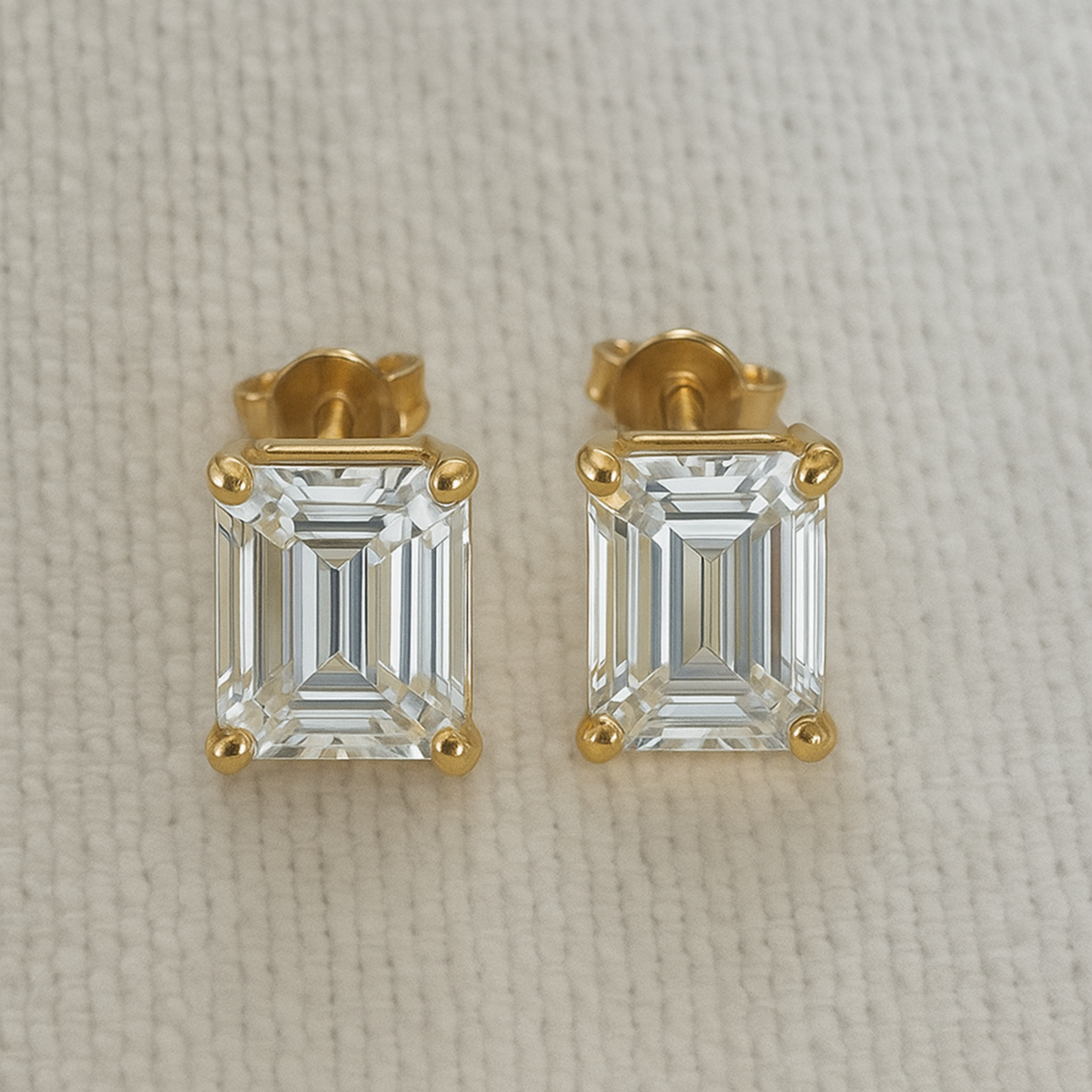 Emerald Cut Diamond Stud Earrings