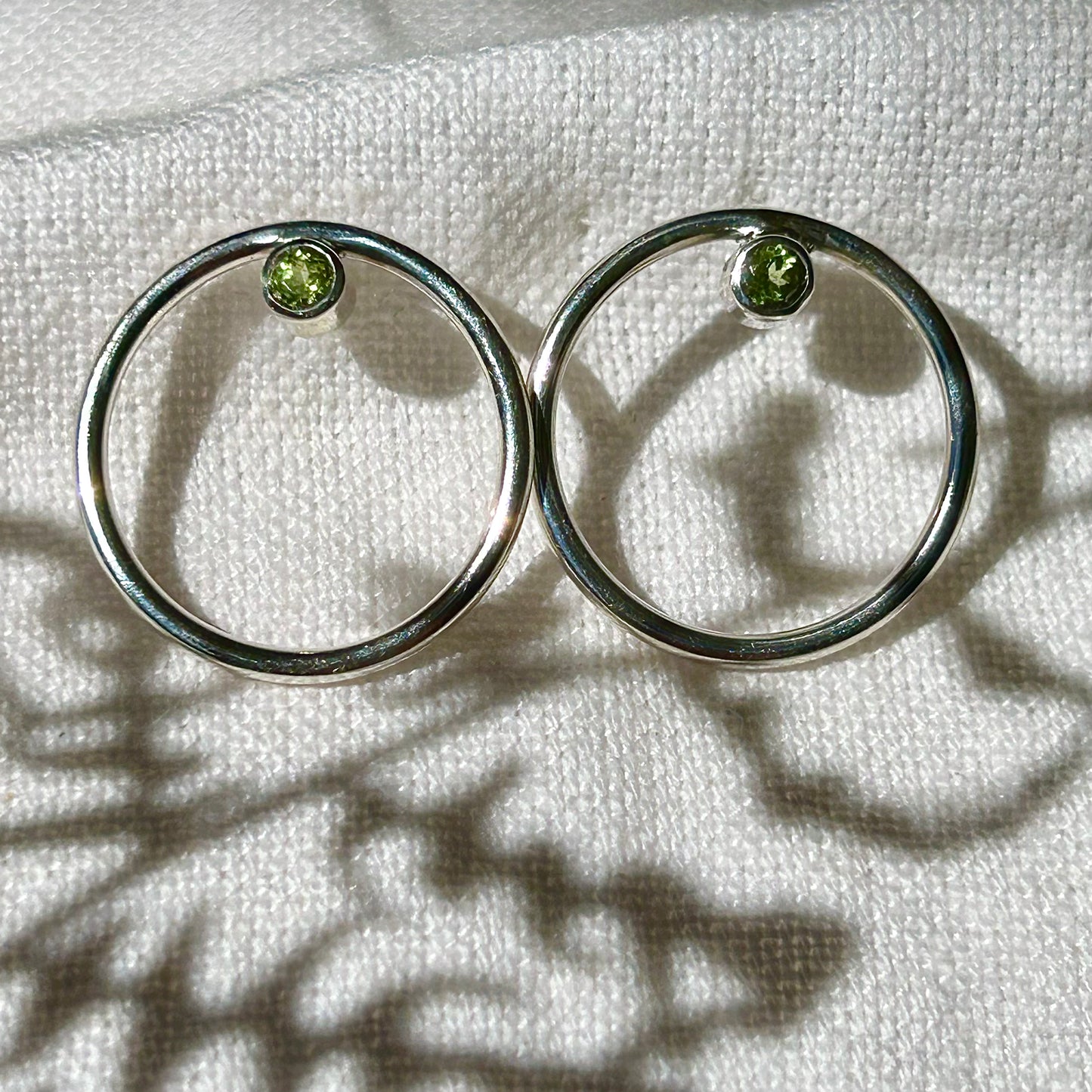 DSG Green Gemstone Circle Earrings