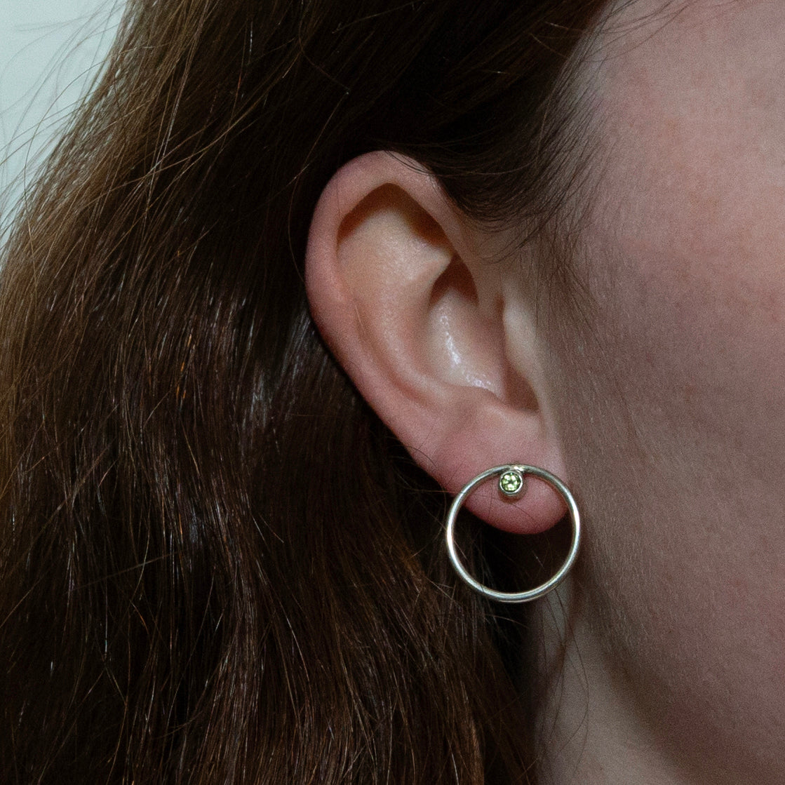 DSG Green Gemstone Circle Earrings