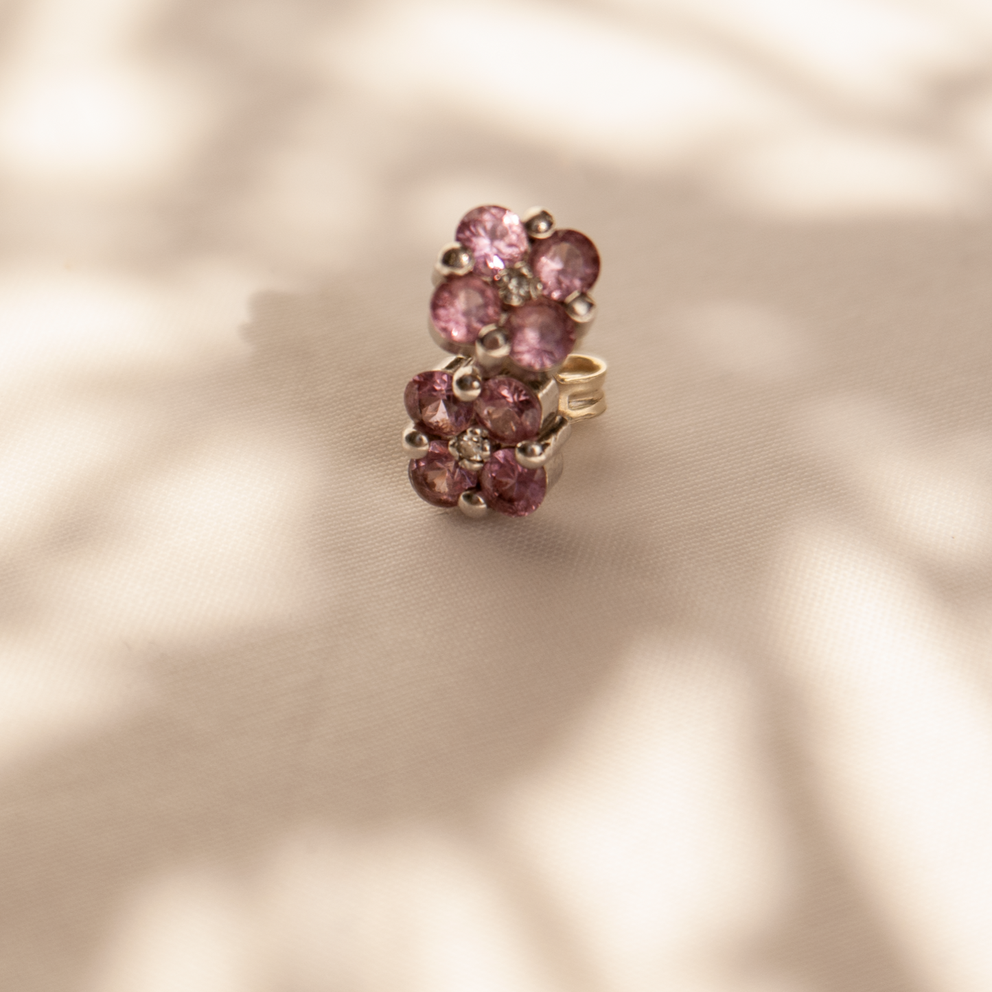 Pink Sapphire Daisy Earrings