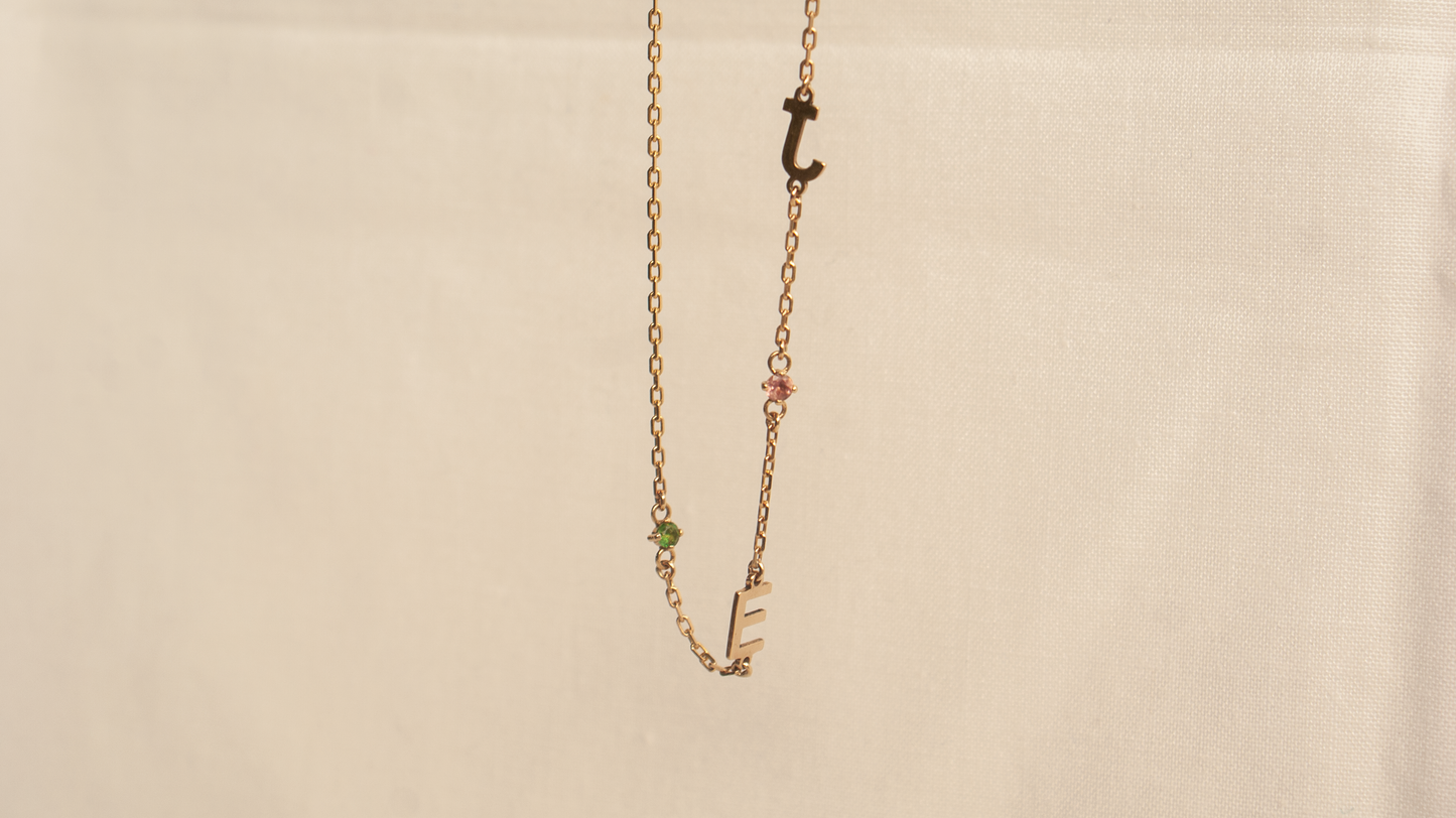 Initial & Birthstone Necklace