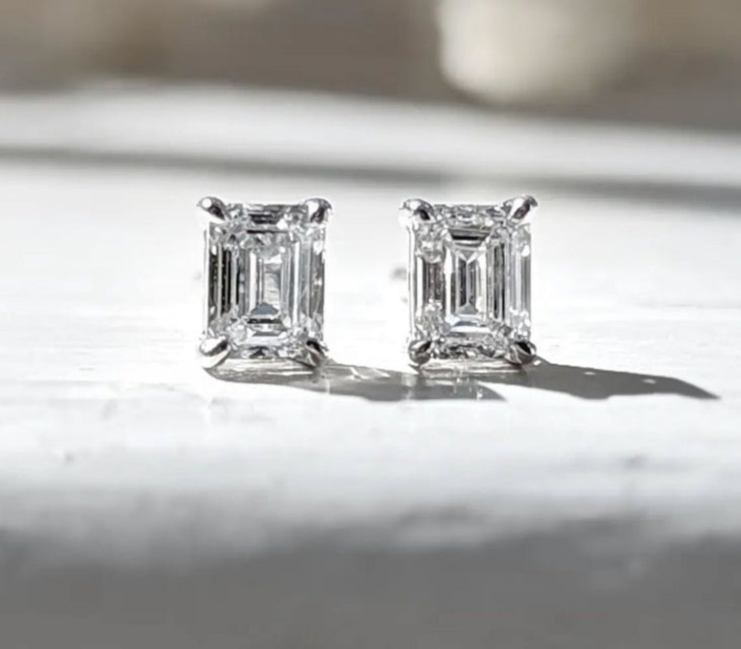 Emerald Cut Diamond Stud Earrings