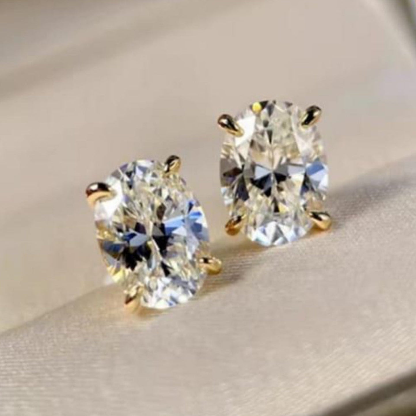 Oval Diamond Stud Earrings